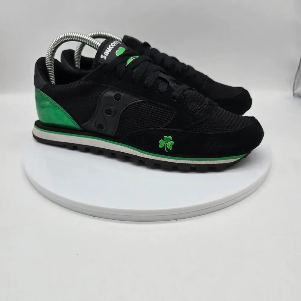 Saucony Jazz Low Pro Shamrock Sneakers Mens Size 7  Women's 8.5 Black and Green